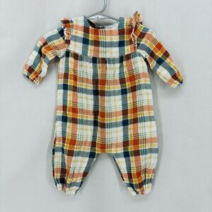 Angel Dear 0-3 months baby girl one piece autumn fall soft plaid jumpsuit